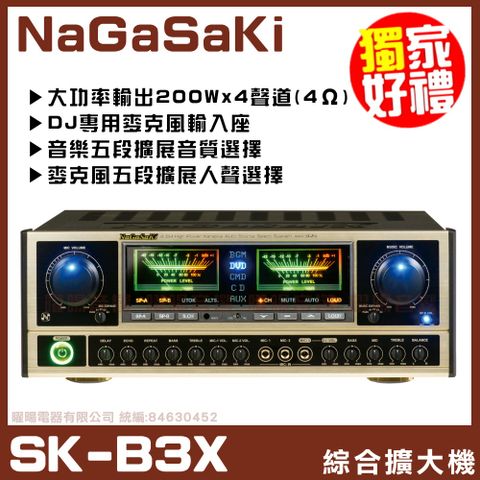 【NaGaSaKi SK-B3X】四聲道 雙擴展音效 卡拉OK歌唱擴大機