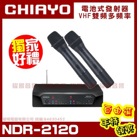 嘉友 CHIAYO NDR-2120 無線麥克風組 雙頻道程式控制自動選訊 手持可免費更換頭戴or領夾麥克風