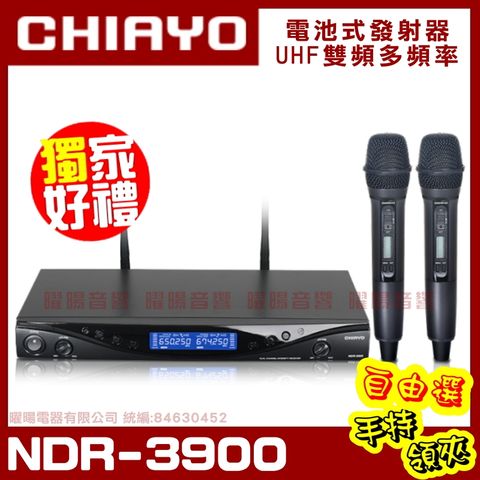 嘉友 CHIAYO NDR-3900 無線麥克風組 雙頻道程式控制自動選訊 手持可免費更換頭戴or領夾麥克風