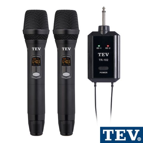 台灣精品研發製造數位對頻無干擾TEV UHF雙頻攜帶式無線麥克風（雙手握）TR102