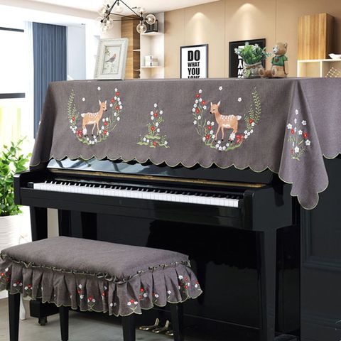 【美佳音樂】鋼琴罩/防塵罩/鋼琴蓋布-小鹿浪漫花園 縷空刺繡系列+單人椅罩