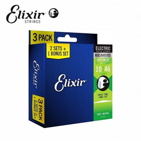 Elixir 16552 Optiweb 超薄包覆 電吉他套弦三包裝 10-46原廠公司貨 商品保固有保障