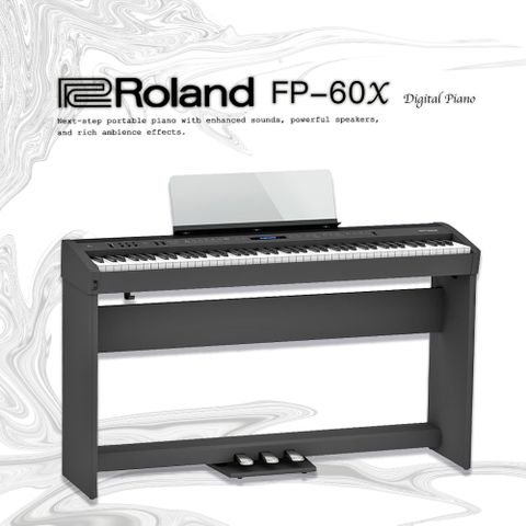 Roland 樂蘭 極具現代時尚外觀數位鋼琴 FP-60X 黑色套裝組 / 含原廠琴架琴椅三踏板