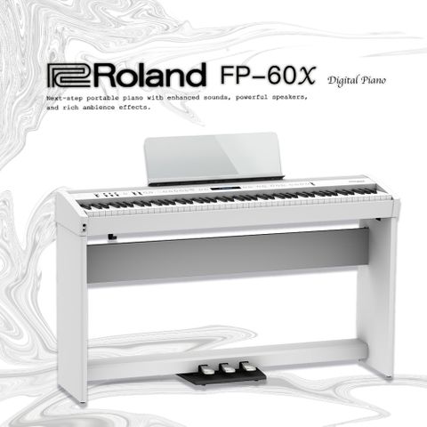 Roland 樂蘭 極具現代時尚外觀數位鋼琴 FP-60X 白色套裝組 / 含原廠琴架琴椅三踏板