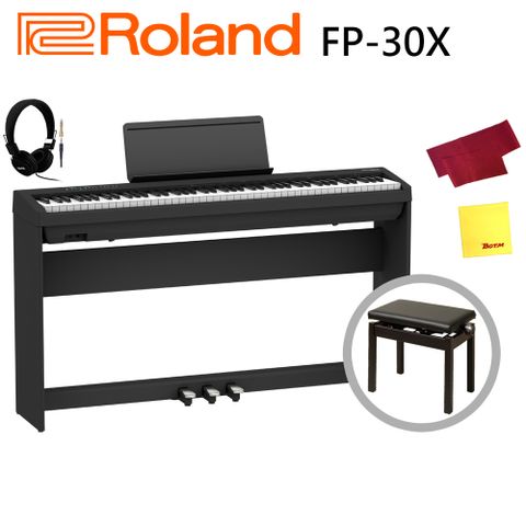 Roland FP-30X 88鍵數位鋼琴-黑色/原廠琴架、琴椅、三瓣踏板/加贈三好禮