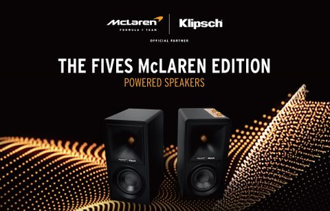 (送T5 SPORT藍芽耳機+ 4K HDMI）Klipsch The Fives McLaren Edition 兩聲道主動式喇叭