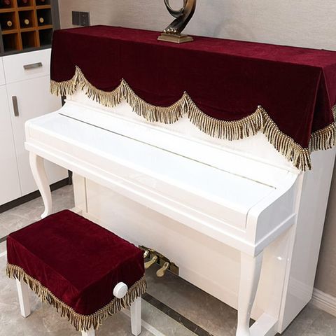 【美佳音樂】鋼琴罩/防塵罩/鋼琴蓋布 高級加厚金絲絨系列+雙人椅罩-棗紅色