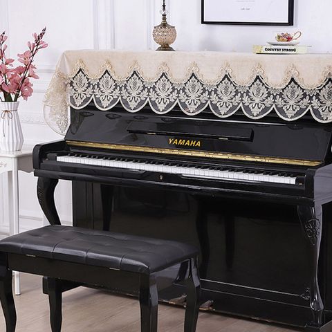 【美佳音樂】鋼琴罩/防塵罩/鋼琴蓋布 歐式刺繡蕾絲系列-米白色