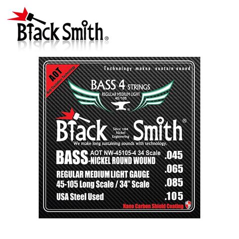 BlackSmith ANW-45105-4-34 奈米碳纖維AOT薄包膜 電貝斯套弦 原廠公司貨 商品保固有保障