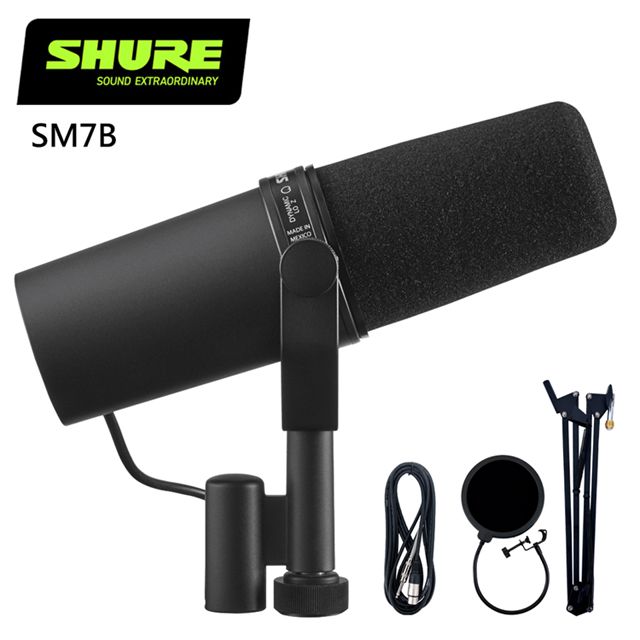 SHURE  SM7B人聲麥克風-錄音室豪華套裝組/防噴罩/麥克風夾/5米訊號線