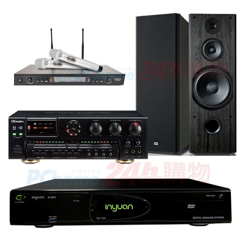 音圓 S-2001 N2-130伴唱機4TB+OKAUDIO AK-7擴大機+SR-928PRO無線麥克風+FNSD OK-901B主喇叭