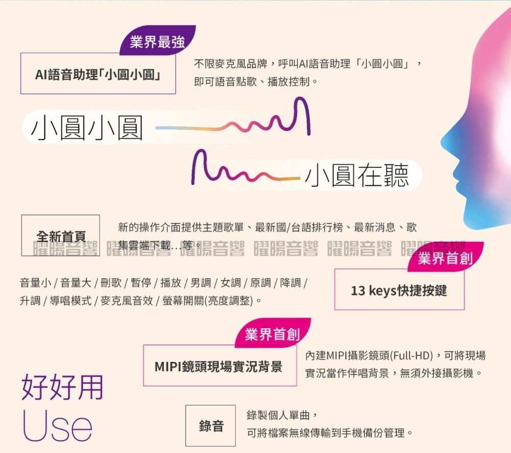 音圓 PARTY-7000 語音操作點播+連網APP點播 大功率播放 2支無線麥克風