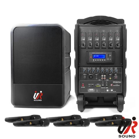 UR SOUND 180W藍牙/USB/SD六頻移動式無線擴音機 PU-9S606NB