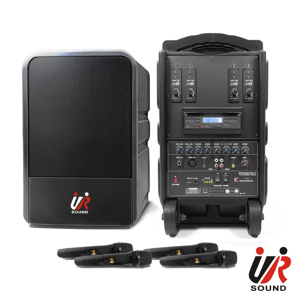 ur sound 普洛咪 180W藍牙/CD/USB/SD四頻移動式無線擴音機 PU-9S604CDNB