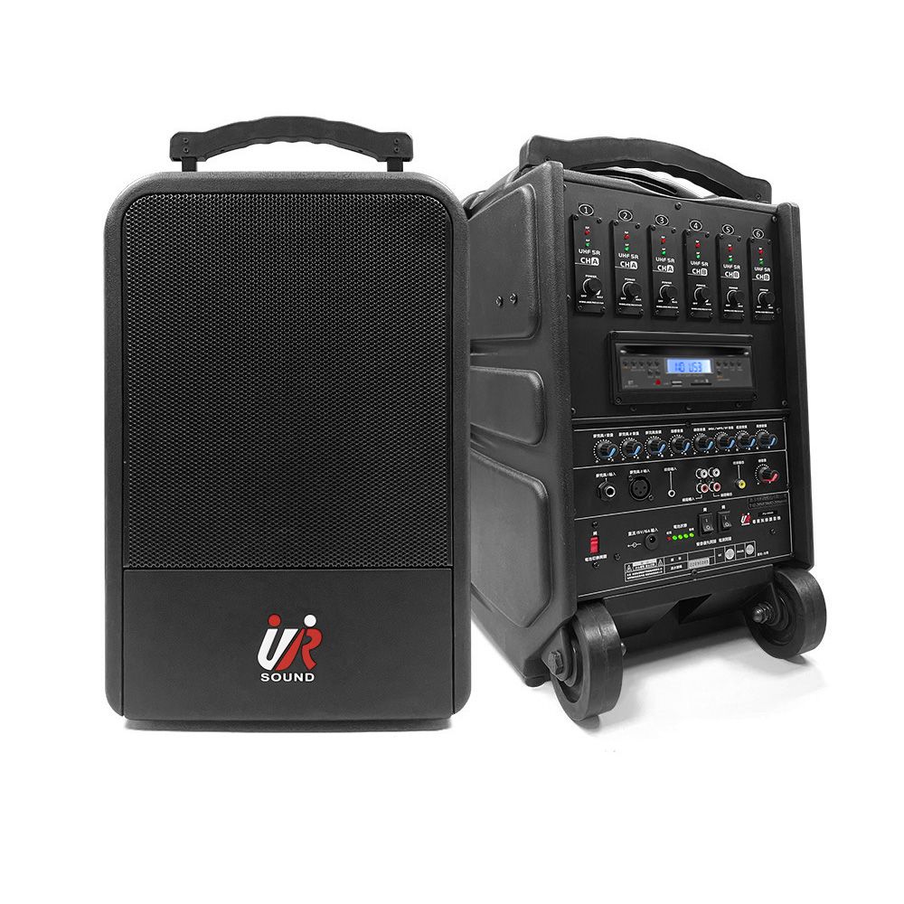 ur sound 普洛咪 180W藍牙/CD/USB/SD六頻移動式無線擴音機 PU-9S606CDNB