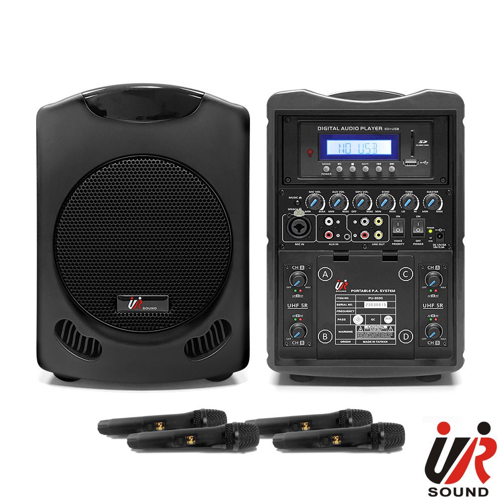 ur sound 普洛咪 150W藍牙/USB/SD四頻移動式無線擴音機 PU-9S954NB