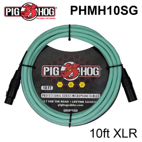 PIG HOG 麥克風線 HEX系列 10FT XLR雙 綠色 (PHMH10SG) 公司貨