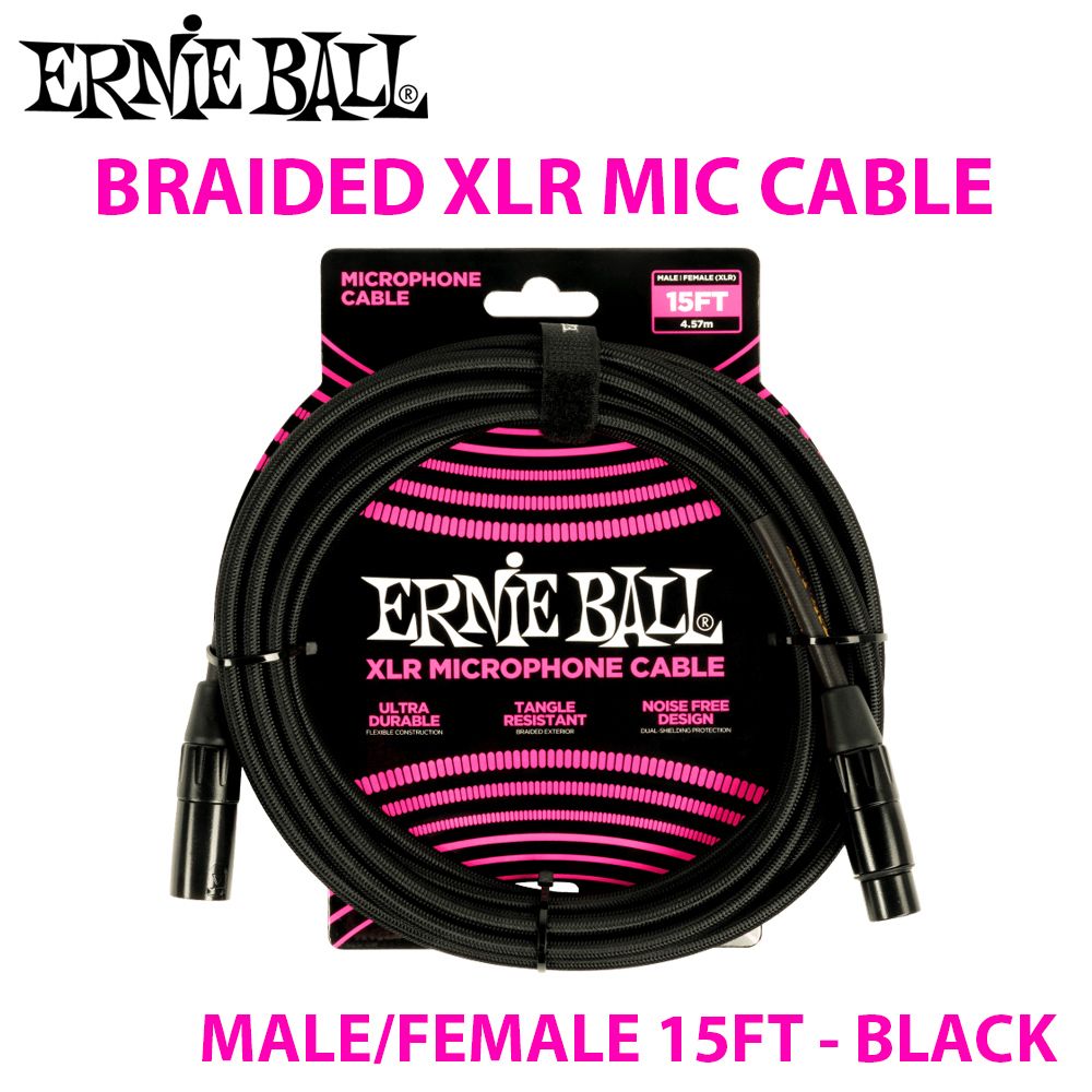 ERNIE BALL  麥克風線 Braided MIC 15FT 黑色 (P06391) 公司貨