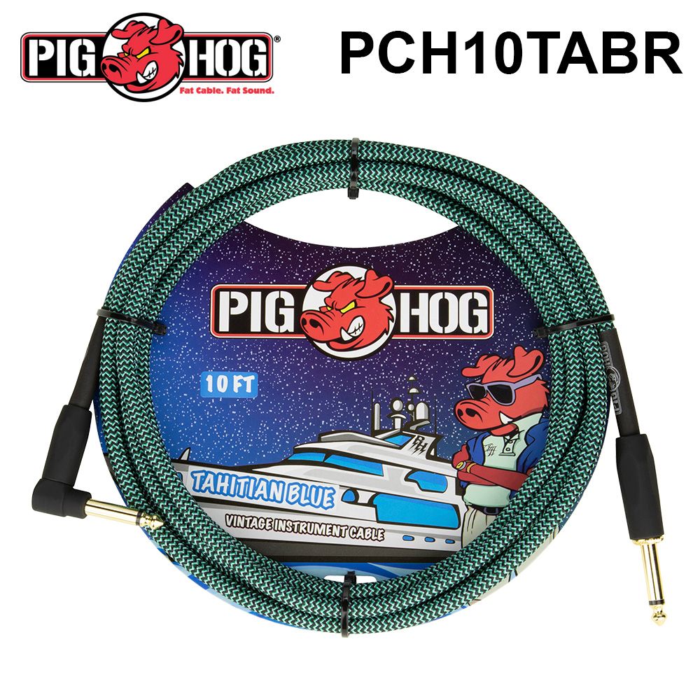  PIG HOG 編織款 樂器導線 10FT 直L頭 (PCH10TABR) 公司貨 墨綠色