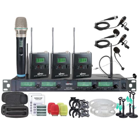 MIPRO ACT-343 四頻道UHF 無線麥克風 手持/領夾/頭戴多型式可選