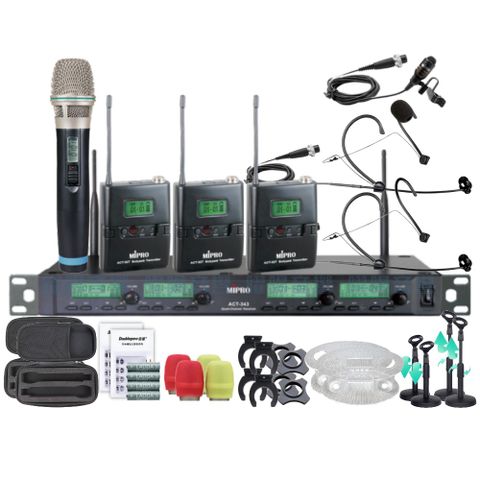 MIPRO ACT-343 四頻道UHF 無線麥克風 手持/領夾/頭戴多型式可選