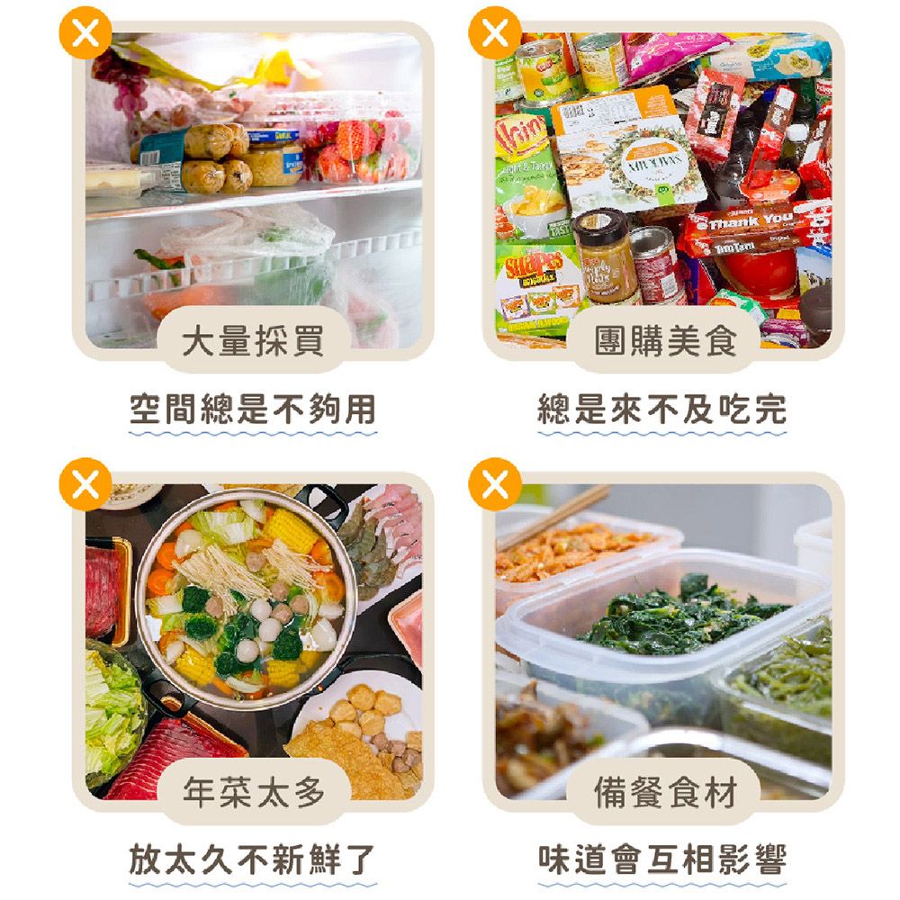 You 大量採買團購美食空間總是不夠用總是來不及吃完年菜太多備餐食材放太久不新鮮了味道會互相影響