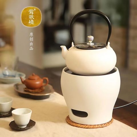 鶯歌燒 雪花釉電陶風爐與柿形陶壺(整組)