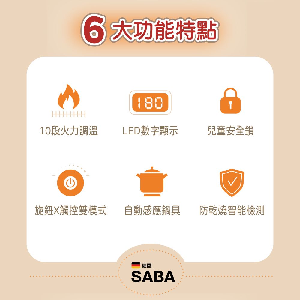 SABA IH變頻智能超薄電磁爐 4cm超薄 不挑鍋 觸控 旋鈕 10段溫控 定時 SA-HS07F