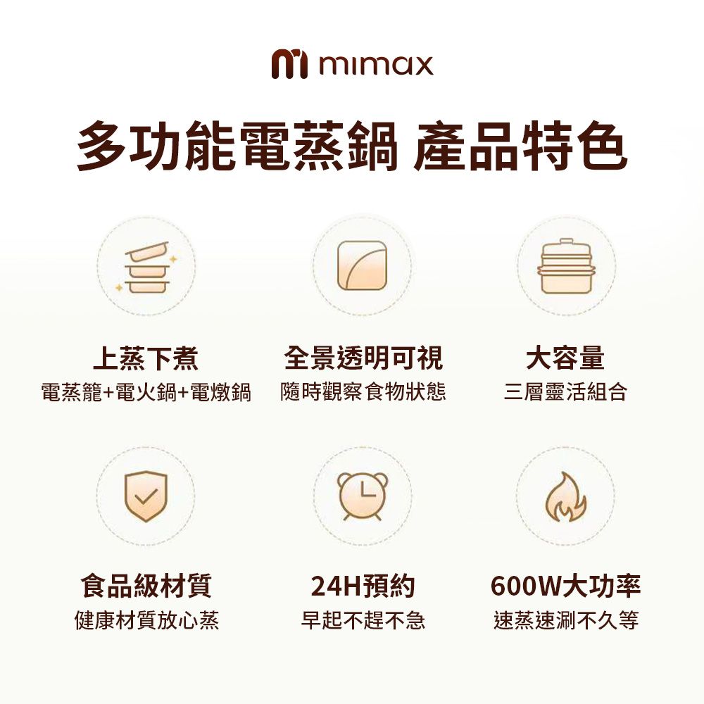mimax 米覓 mimax 多功能電蒸鍋 電鍋 蒸鍋 料理鍋 多功能料理鍋 廚房家電 (小米生態鏈 小米有品)