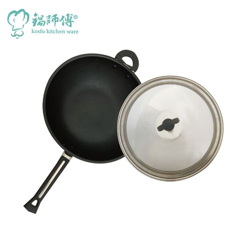 台灣製造鍋師傅 遠紅外線不沾炒鍋 32cm附不銹鋼鍋蓋-航鈦合金不沾鍋