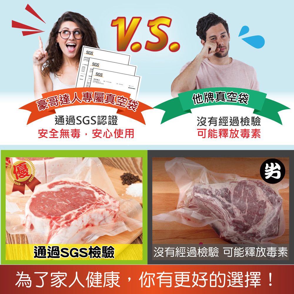 豪割達人 ★第三代★升級加寬x雙鍵x三段調溫抽真空機/保鮮包裝封口機/旅行收納(超值組-附袋小x10+大x25)