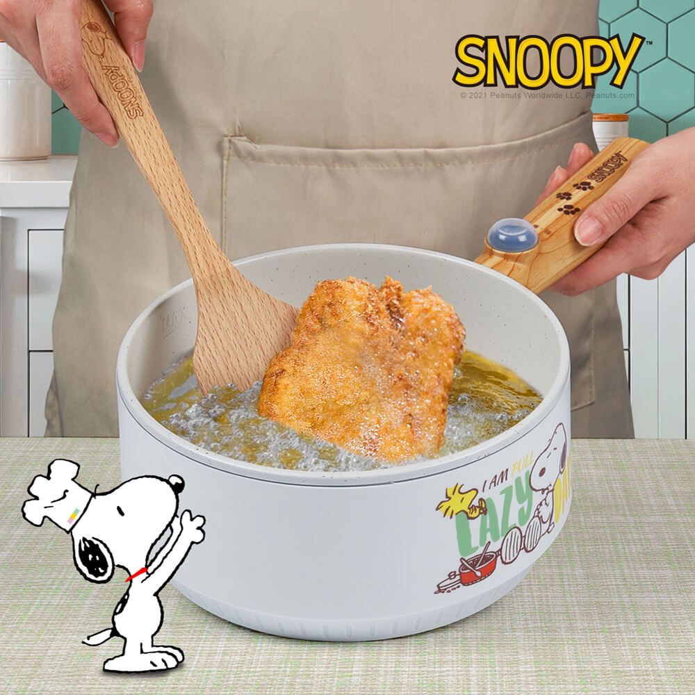  【SNOOPY 史努比】吃貨系列-S18雙層防燙不沾烹飪鍋(快煮鍋/電炒鍋/煎炒鍋/電煮鍋/外宿鍋/小電鍋/不粘鍋/電蒸鍋/煎蛋鍋)