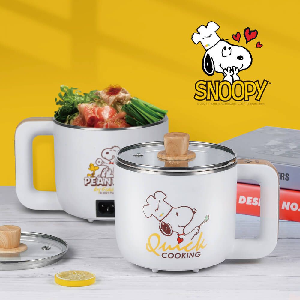 【SNOOPY 史努比】吃貨系列-S19雙層防燙快煮鍋(快煮鍋/電煮鍋/電碗/外宿鍋/宿舍鍋/泡麵鍋)