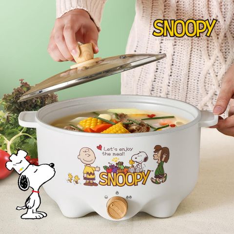 【SNOOPY 史努比】吃貨系列-S22不沾電湯鍋3L(電火鍋/料理鍋/快煮鍋/蒸煮鍋/電煮鍋/調理鍋/萬用鍋/不黏鍋/家用鍋)