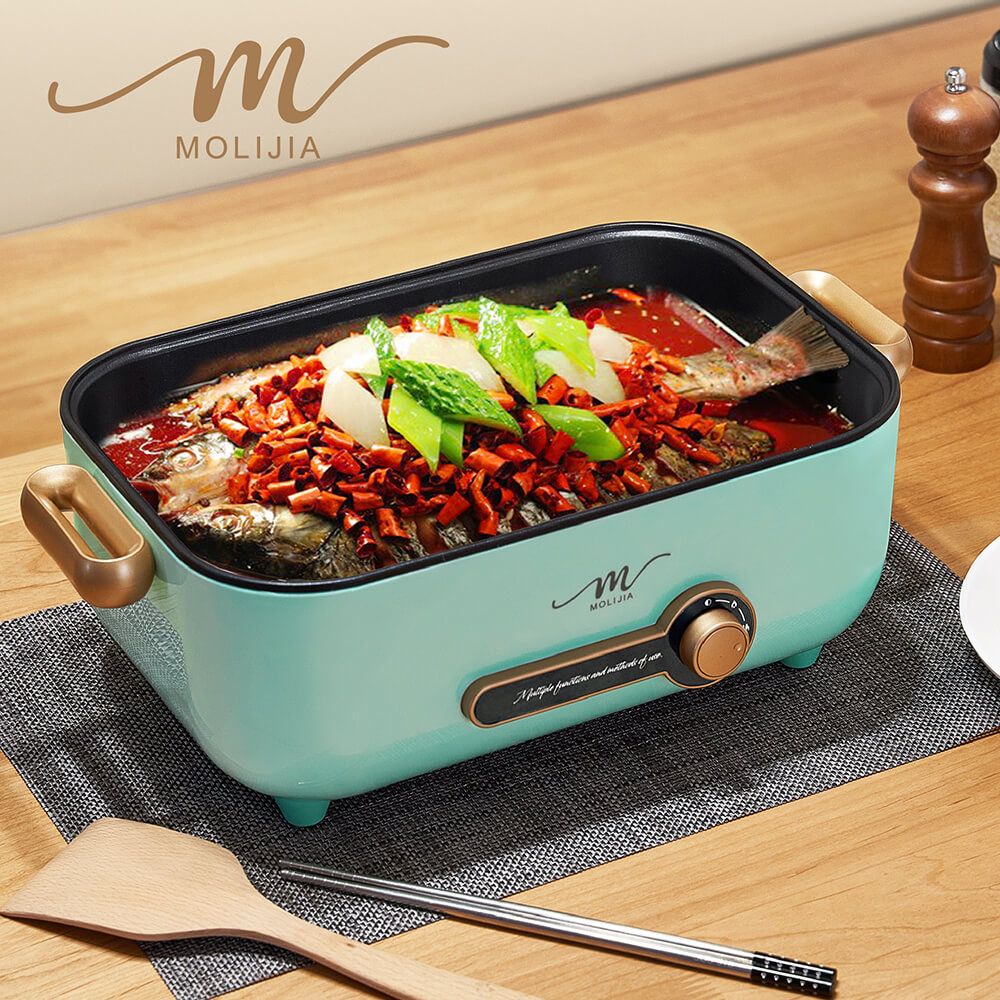 MOLIJIA 魔力家 福利品-M24多功能料理方鍋5.3L(電火鍋/料理鍋/大容量快煮鍋/蒸煮鍋/電煮鍋/調理鍋/萬用鍋)