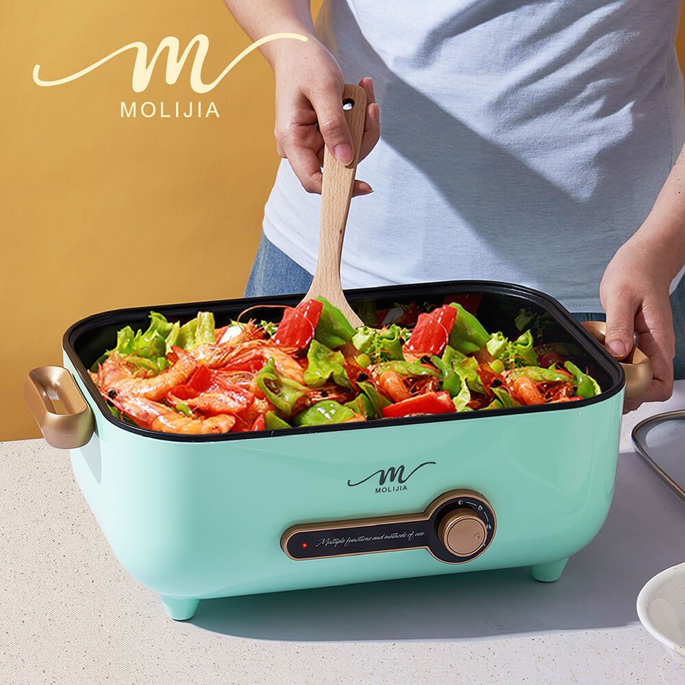 MOLIJIA 魔力家 福利品-M24多功能料理方鍋5.3L(電火鍋/料理鍋/大容量快煮鍋/蒸煮鍋/電煮鍋/調理鍋/萬用鍋)
