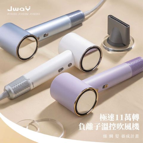 JWAY 極速11萬轉負離子溫控吹風機-白/藍/紫(JY-HD351/JY-HD352/JY-HD353/美髮/速乾/大風量)