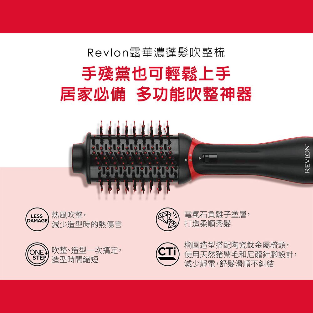 Revlon 露華濃 【大全配組】 蓬髮吹整梳/多功能吹風機(RVDR5298TWBLK)+圓形梳+吹嘴梳