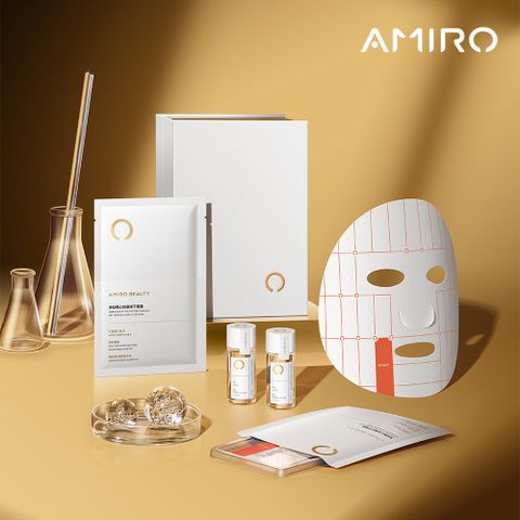 AMIRO BEAUTY多肽靶心抗皺凍乾面膜套裝(面膜0.46g*4片+精華液25ml*4支)/保濕 /保養/淡紋/S1黃金點陣美容儀