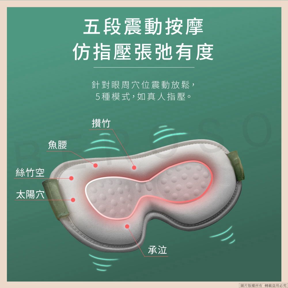 Beroso 倍麗森 時尚皮革三段溫控震動按摩熱敷眼罩A00038 舒壓眼罩 恆溫眼罩 按摩眼罩