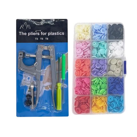 【Mesenfants】DIY手壓鉗+T5彩色塑膠四合扣15色150套裝