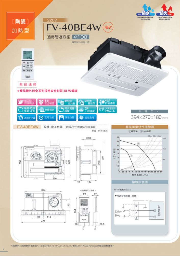 Panasonic 國際牌 雙陶瓷加熱 浴室暖風機 速暖1分鐘 無線遙控 220V(FV-40BE4W)
