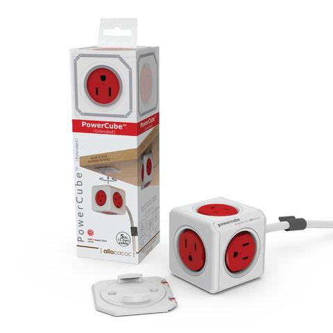 ◤創意充電◢【PowerCube】魔術方塊延長線(紅色)紅→5插座3孔、1.5米