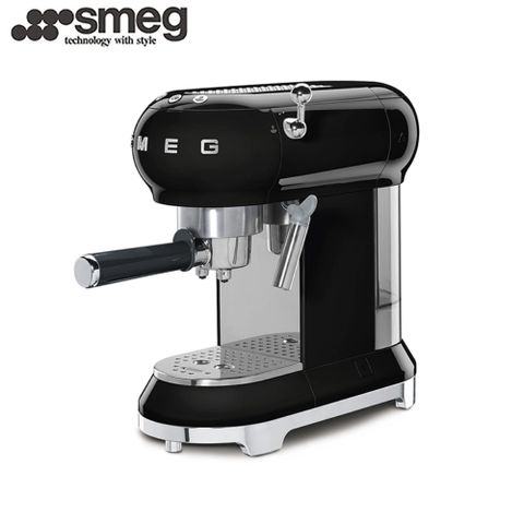 【SMEG】義大利半自動義式咖啡機-耀岩黑