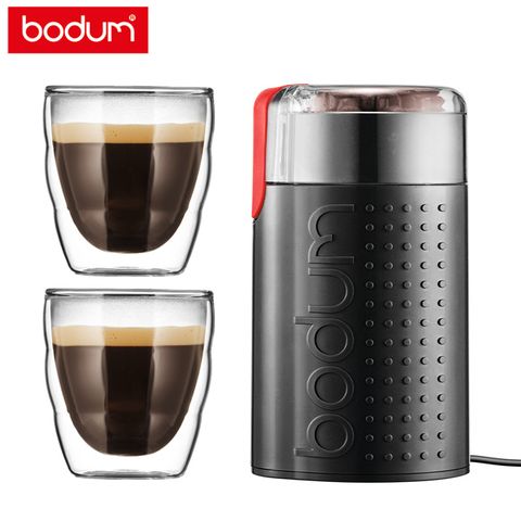 bodum 咖啡研磨機+雙層玻璃杯禮盒組