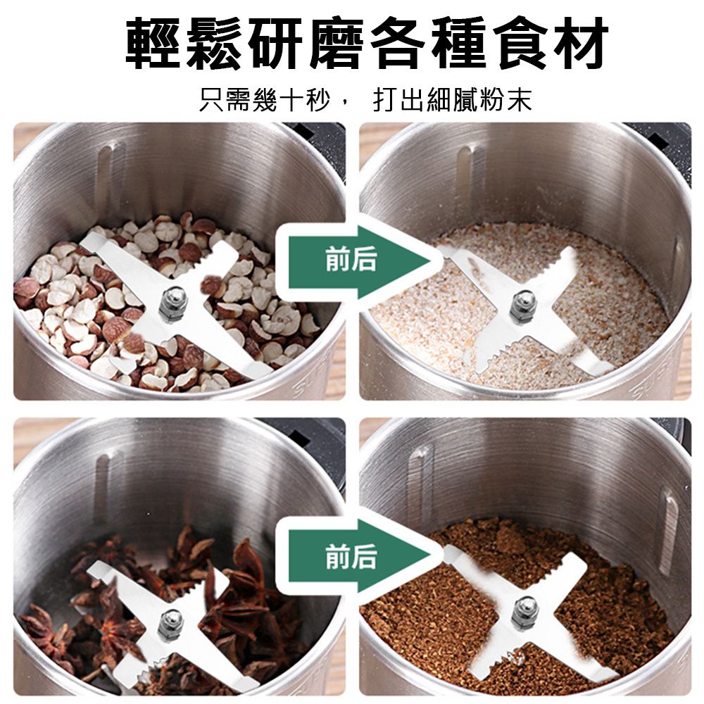  【居家家】多功能超細五穀雜糧研磨不鏽鋼電動磨粉機研磨機/粉碎機/磨豆機/打粉機