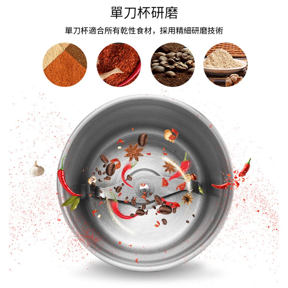 居家家 多功能插電按壓式乾濕兩用電動研磨機（研磨器/磨粉機/磨豆機/粉碎機/打粉機）