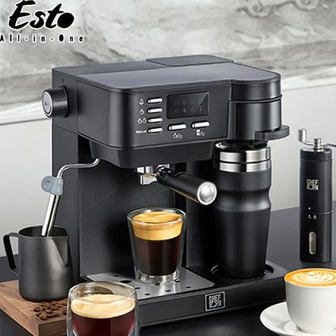 CHEFBORN韓國天廚 Esto多功能半自動義式咖啡機+膠囊專用咖啡機把手組合(義式/美式/膠囊3in1)
