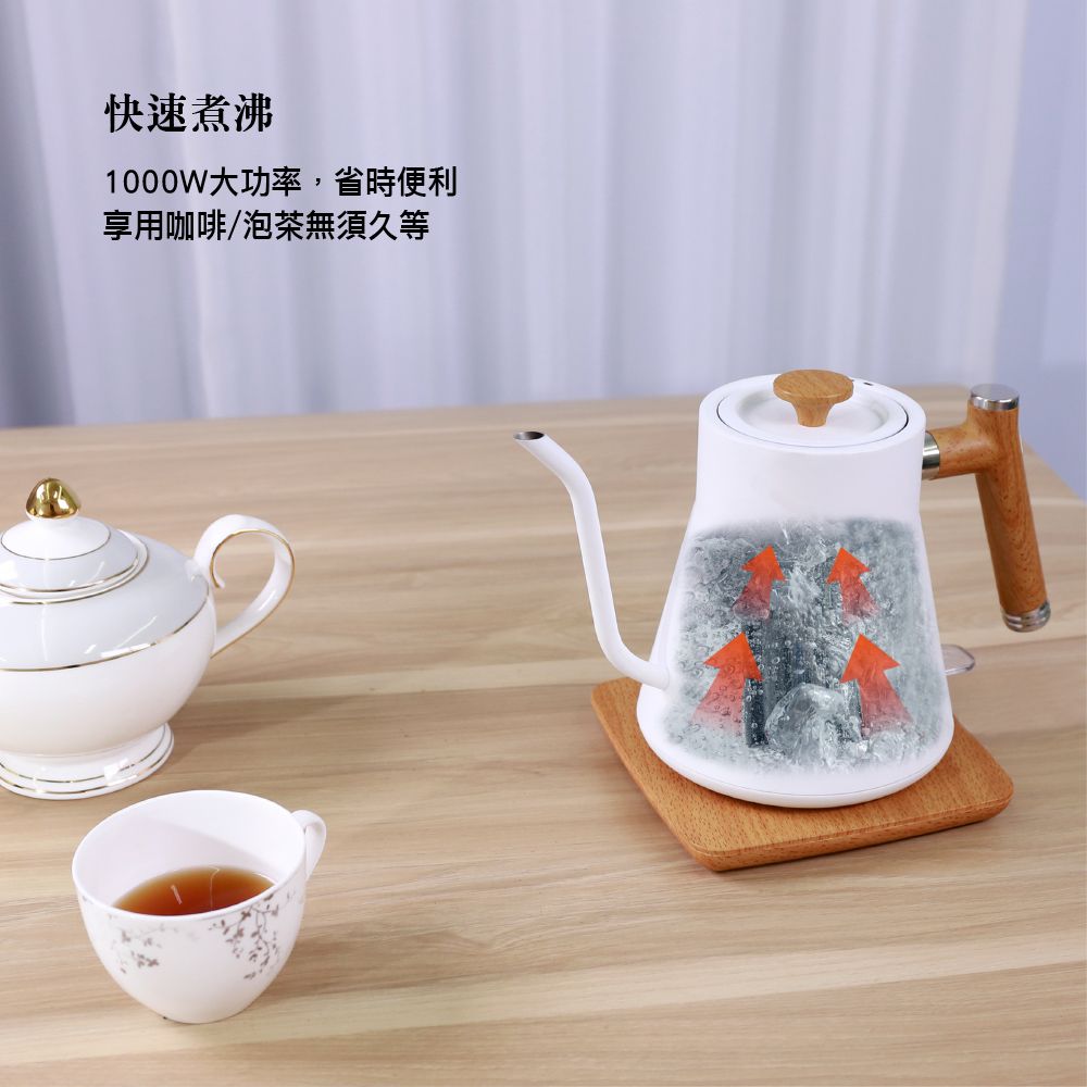 THOMSON 湯姆盛 木紋手沖細口壺 TM-SAK48 304不鏽鋼內膽 耐用無異味