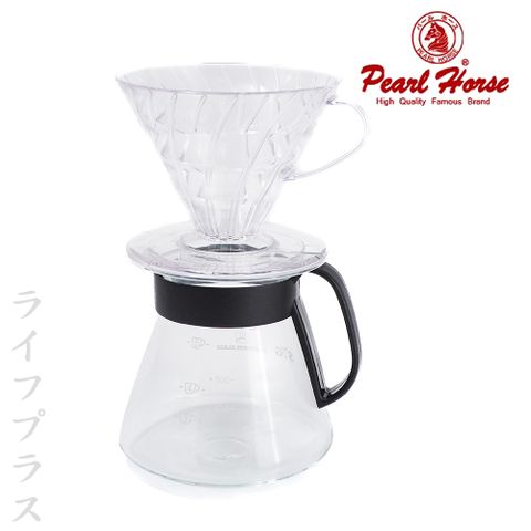 【一品川流 】臺灣製 寶馬牌PP錐形咖啡濾器-1~4人用X1+咖啡壺-600ml-塑膠手把X1